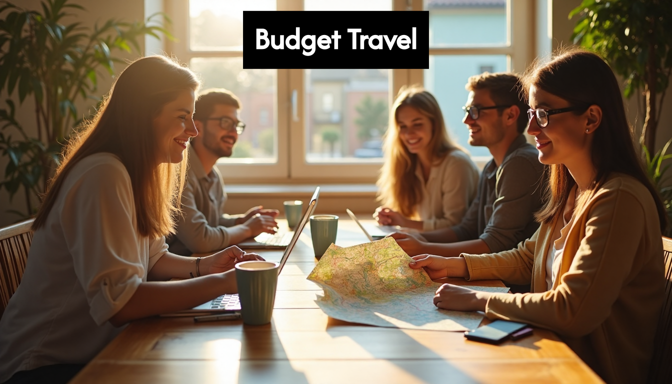 People planning travel at a sunny table