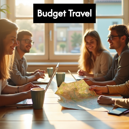 People planning travel at a sunny table